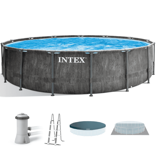Intex Prisma Frame Greywood 26742NP Runder Pool Agrifutura